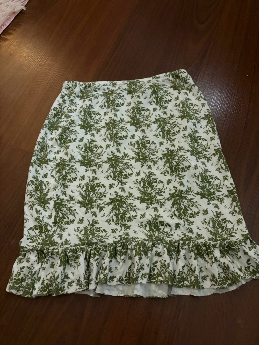Green floral skirt